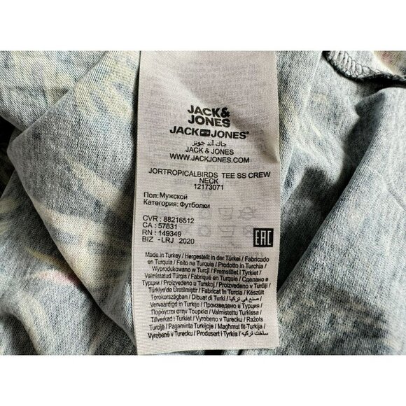 Jack & Jones Mens Regular Fit Hawaiian Tropical Flamingos SS Crew Neck Tee Sz M - Picture 6 of 7